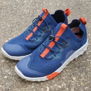 All In Motion Navy Blue Orange White Sneakers Elastic Pull Laces Youth 3 Target